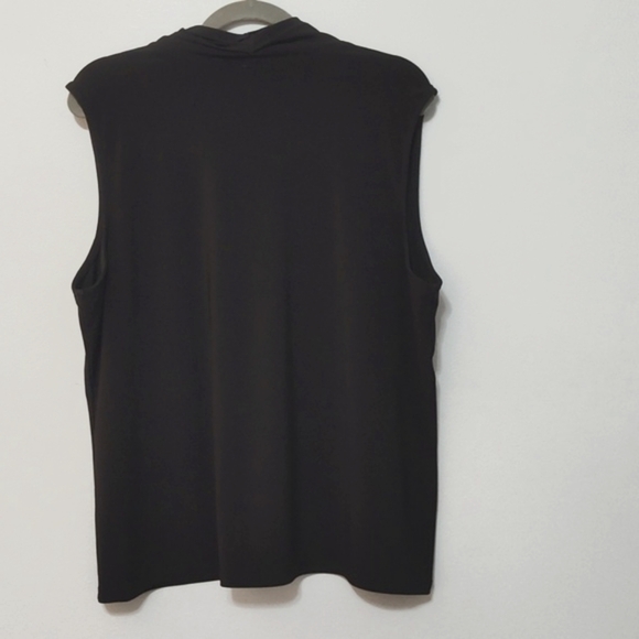 Kim Rogers Size XL Black Sleeveless V Neck Cowl Detail Shell Blouse Layering - Picture 4 of 14